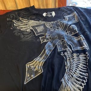 Carbon Black v neck short sleeve tee shirt. Large